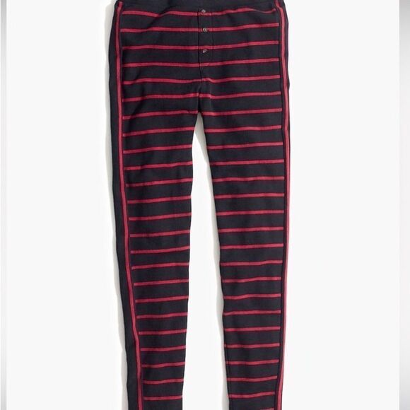 Madewell navy‎ and red striped sleep leggings size M Cozy Warm EUC - Picture 2 of 5